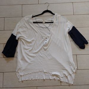 Free People Distressed Baseball Henley